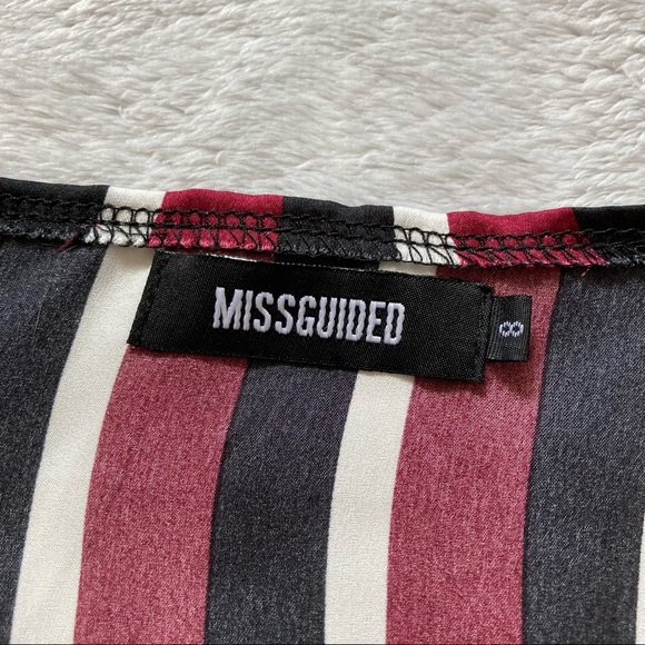 Missguided Maroon Striped Cropped Wrap Long Sleeve - Picture 5 of 7